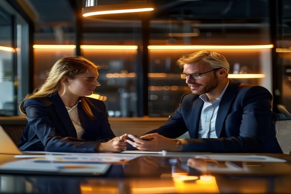 Senior consultants in strategy discussion